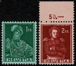 1941 Historical People 1FR Green/green & 2FR Red/Pink SG410/413 VF NHM - Charity - Picture 1 of 2