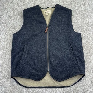 VTG Woolrich Wool Blend Sherpa Lined Full Zip Vest Mens Size Large Charcoal - Foto 1 di 11
