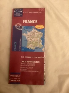 IGN FRANCE 2007 COLOURED MOTORISTS PAPER MAP INDEXED No.901 1:1000 000 - Picture 1 of 3