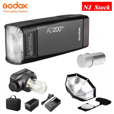 US GODOX AD200Pro 2.4G TTL Pocket Flash Speedlite AD-S7 Softbox AD-S15 Cover Kit - Image 1 of 4