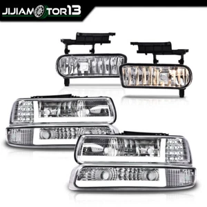 LED DRL Headlights Lamps & Fog Lights Fit For 99-02 Chevy Silverado 00-06 Tahoe - Picture 1 of 15