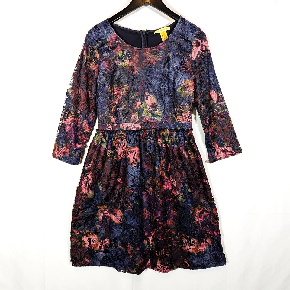 $495 Vestido Catherine Malandrino Burnout Encaje Floral Calce y Acampanado Tie Dye Talla 6 Foto 1 de 4