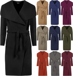 BRANDNEU DAMEN WASSERFALL GÜRTEL JACKE DRAPIERT DAMEN CARDIGAN TRENCHCOAT - Bild 1 von 18