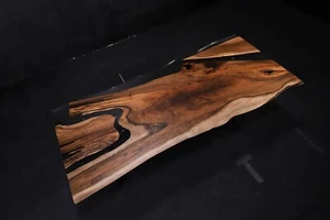 Live Edge Dining Table Top, Clear Epoxy Resin River Tabletop Walnut Wood 90.5x40 - Picture 1 of 8