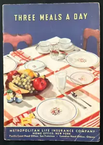 Three Meals A Day, Metropolitan Life Ins. Co. (1920s) Vtg Booklet - Imagen 1 de 3