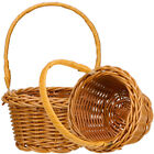  2 Pcs Woven Baskets with Handles Tiny Storage Easter Shopping Rattan