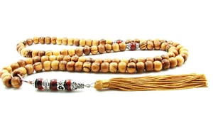 8 mm x 99 ECHTES OLIVENHOLZ TASBIH mit AQEEQ YAMNI IMAM & GEDECKTEN AQEEQ MARKERN - Bild 1 von 6