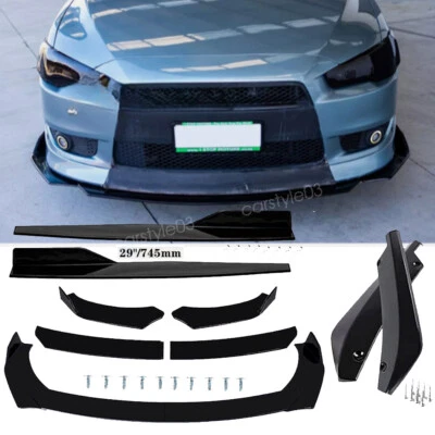 For Mitsubishi Galant Black Front Bumper Rear Lip Spoiler Diffuser+Side Skirt - Image 1 of 4