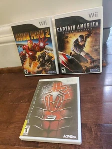 Nintendo Wii Marvel Spider-Man 3, Iron Man 2, Captain America Complete Games - Picture 1 of 5