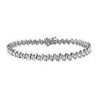 3ct Round Simulated Diamond S Link Tennis Bracelet 14k White Gold Over 7"