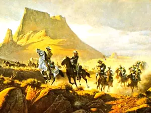 Frank McCarthy FORWARD BY TWO'S Old West Cowboy Frontier Art Bookplate Print 14 - Picture 1 of 4