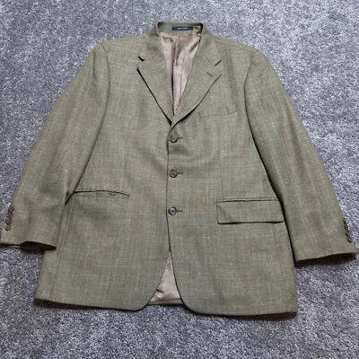 Chaps Ralph Lauren Blazer Mens 42R Tan Wool Silk Linen Herringbone Sports Jacket - Imagem 1 de 4