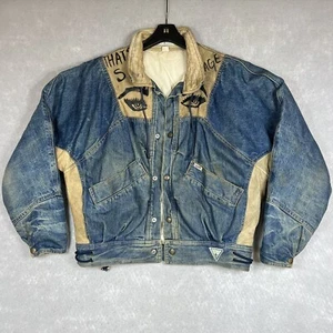 VTG Guess Georges Marciano Denim Jacket Men’s Medium 1980’s Marty McFly RARE Art - Picture 1 of 13