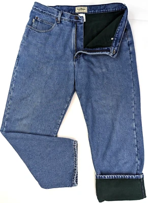VTG LL Bean Fleece Lined, Relaxed Fit, Straight Leg Jeans, Men 36x30 TRUE TO TAG - Image 1 of 4
