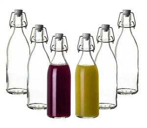 6x Glasflaschen Einmach Flaschen leer 500ml mit Draht-Bügelverschluss Likör Saft - Bild 1 von 5