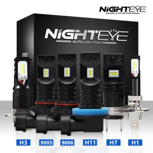 NIGHTEYE H1 H3 H7 H11 9005 9006 LED Fog Light Bulbs 160W 12V 6000K White Lamp - Picture 1 of 22