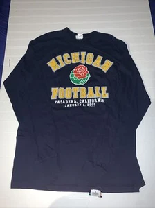 University Of Michigan 2005 Rose Bowl Large Mens Blue Graphic Logo Tshirt NWT - Picture 1 of 15