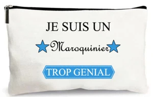 trousse beige je suis un maroquinier trop génial idée cadeau rangement - Picture 1 of 2