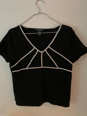 Top Spenser Jeremy negro manga corta L grande petite crema detalle geométrico Foto 1 de 4