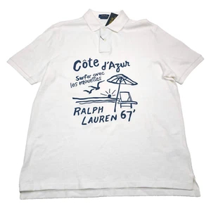 $148 Polo Ralph Lauren White Classic Fit Embroidered Mesh Polo Shirt Mens Large - Picture 1 of 7
