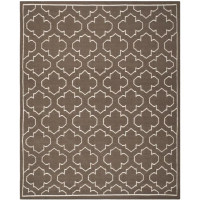 SAFAVIEH Dhurries DHU625C Handwoven Brown / Ivory Rug - Image 1 of 4