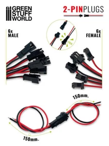 Green Stuff World 2-pin Plug - 6 Male and 6 Female Quick Connectors - Picture 1 of 1