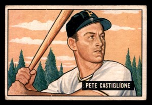 1951 Bowman Pete Castiglione #17 Poor (pin hole) Baseball Card