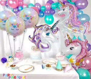 119 piezas: 16 pies JUEGO DE GLOBOS LÁSER DE PERLAS UNICORNIO KIT Guirnalda Arco Iris ROSA PÚRPURA - Imagen 1 de 12