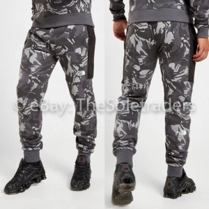 Men's The North Face Fleece All Over Print Grey Camo Track Pants Jogging Bottoms - Picture 1 of 5