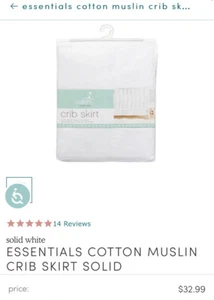 aden + anais Tailored Fit White Muslin Crib Skirt Excellent Used Condition - Picture 1 of 2