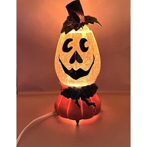 Halloween Light Up Glass Pumpkin Jack-O-Lantern Water Globe Glitter 12” - Picture 1 of 9