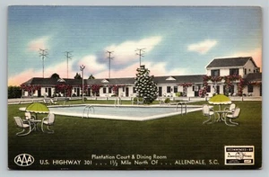 Postcard SC Plantation Court Dining Room Exterior View US 301 South Carolina AAA - Picture 1 of 2