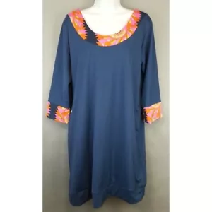Tracy Negoshian Gr. XL Damen Minikleid / Tunika Oberteil blau rosa - Bild 1 von 7