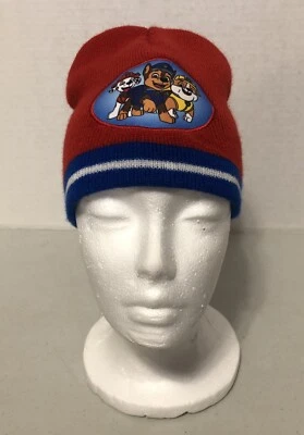 PAW PATROL 堆叠帽/帽子红色/蓝色带 MARSHAL、CHASE 和 RUBBLE - 完好 — 第 1/4 张图片