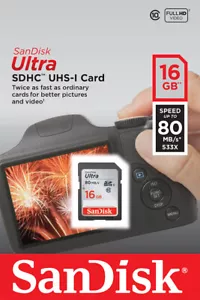 16GB SanDisk Ultra Memory Card For Canon Powershot G12 Digital Camera - Picture 1 of 2