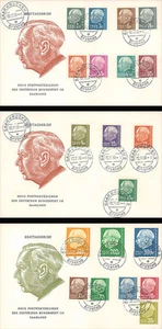 Satz 3 FDC SAAR "Präsident Heuss, Saarbrücken" (Mi 409-428; YT 391-410) 1957 - Bild 1 von 1
