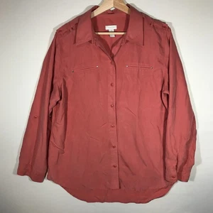 Camisa Top Chico's Para Mujer 2 Rosa Polvorienta Con Botones Manga Larga Pestaña Enrollable - Imagen 1 de 10