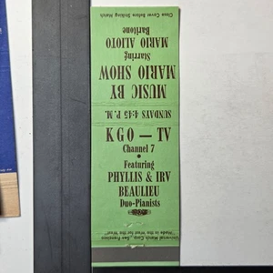 Mario Show KGO-TV San Francisco 50er Jahre Musik Bariton Streichholzheftchen - Bild 1 von 3