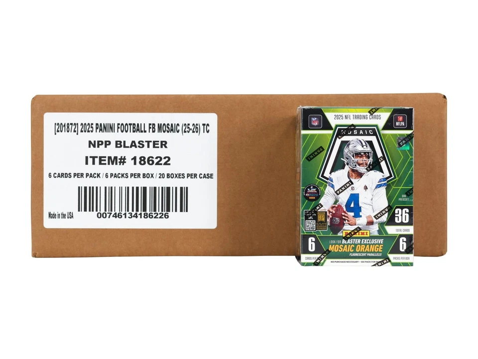 2025 PANINI MOSAIC FOOTBALL 6-PACK BLASTER 20-BOX CASE