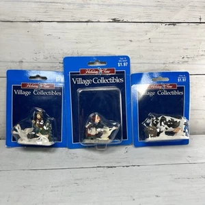 3 New Vintage Holiday Time Vintage Village Figures Goose Cow Christmas Villager - Picture 1 of 5