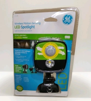 GE Motion Sensor Wireless Security Spotlight Battery Powered Black 17453 In/Out - Image 1 of 4