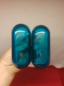 Pair Vtg Glass Grimes Aircraft Wing Lens/Light 1950s 1960s Hot Rat Rod Blue Aqua - Bild 1 von 7