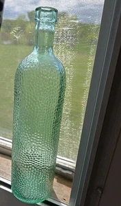 Vintage Blue Green Textured Hobnob Bumpy Glass Bottle Spain GORGEOUS 12" - Picture 1 of 6