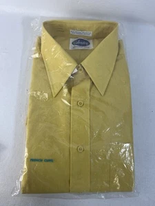 Vintage NOS Belvedere Yellow Button Down Size L 16-16 1/2 French Cuffs - Picture 1 of 4