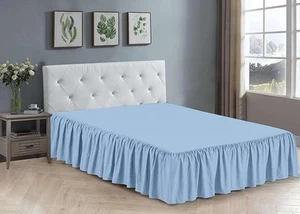 Ruffled Bed Skirt Queen Size - Dust Ruffle with Split Corners - Queen, Light ... - Picture 1 of 8