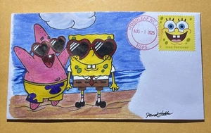 2025 SpongeBob SquarePants Forever Stamp C8 Patrick & SpongeBob FDC/OOAK - Picture 1 of 5