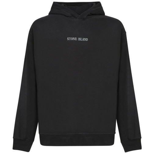 "Stone Island" Hoodie noir à logo brodé en coton biologique pour homme