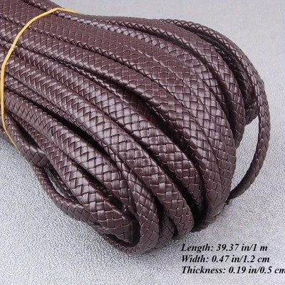 1M Flat Braided PU Leather Bracelet Findings Cord String Rope Necklace Quality - Image 1 of 4