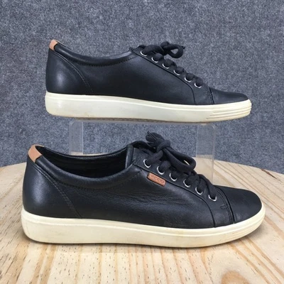 ECCO Shoes Womens 40 Sofft 7 Casual Sneakers Black Leather Lace up Low Top - Image 1 of 4