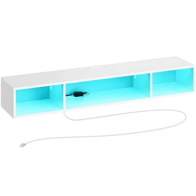 Soporte de TV con Toma de corriente, Soporte de TV Flotante con Luces RGB, 55.1" Pared Mou... Foto 1 de 4